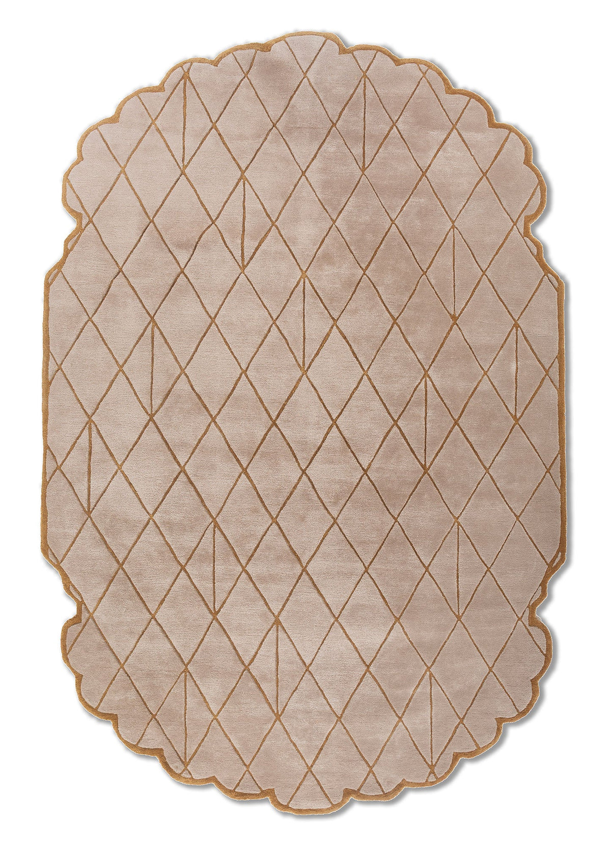 Beige & Ginger Brown Hand Tufted New Zealand Wool & Viscose Rug