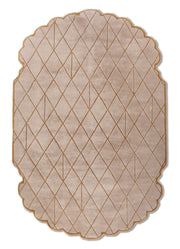 Beige & Ginger Brown Hand Tufted New Zealand Wool & Viscose Rug