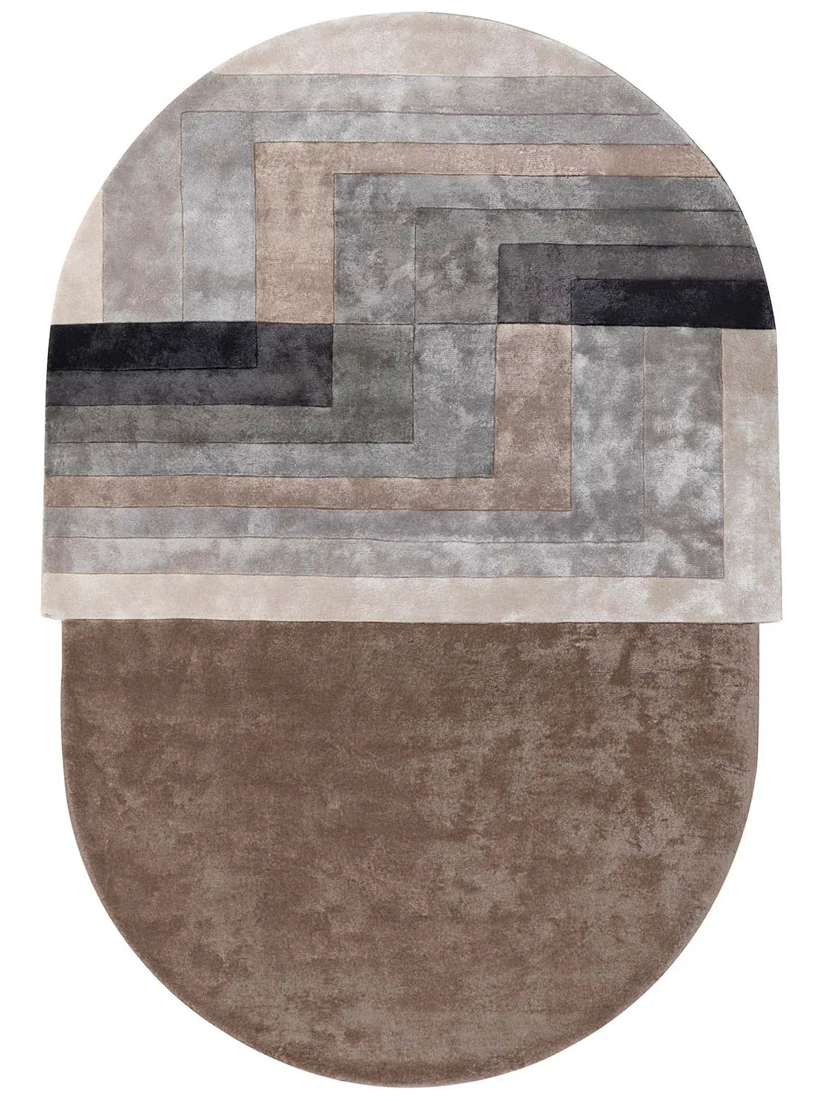 OVATE Taupe Viscose Silk Hand Tufted Rug