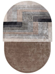 OVATE Taupe Viscose Silk Hand Tufted Rug