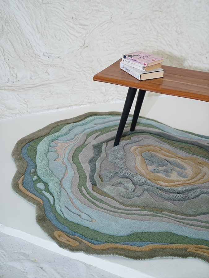 Jade Cascade Hand Tufted Area Rug Irregular Shape Carpet