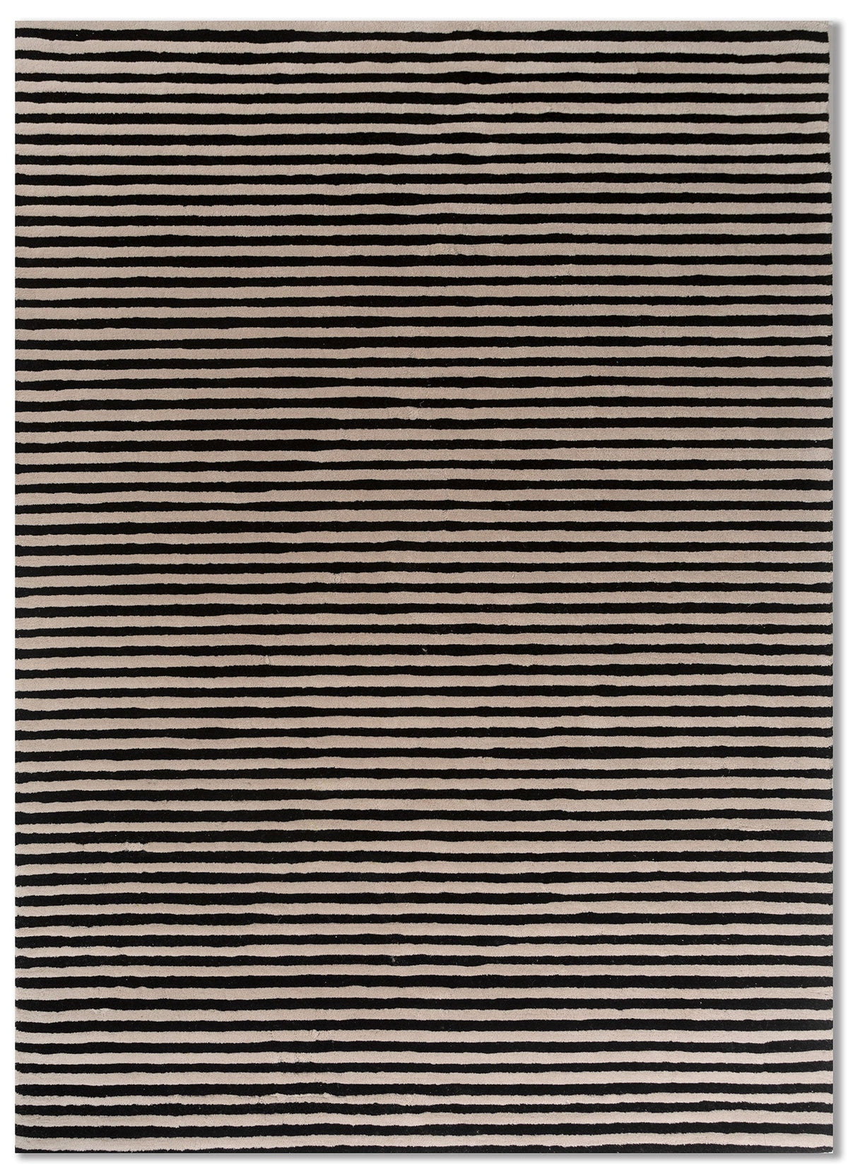 White & Ebony Viscose Silk Hand Tufted Rug
