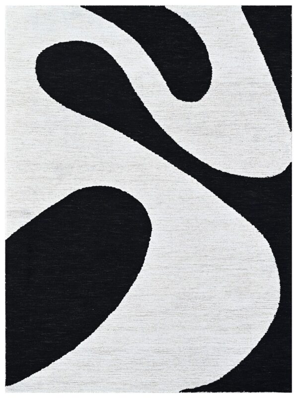 Black White Hand Tufted New Zealand Wool Rug