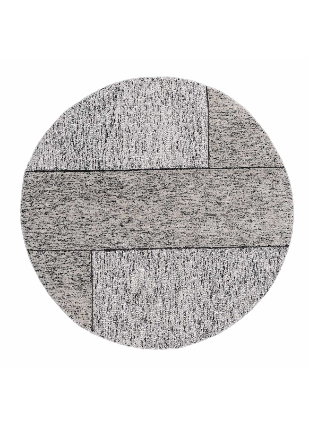 Grey Hand Tufted Round Plush New Zealand Wool Rug