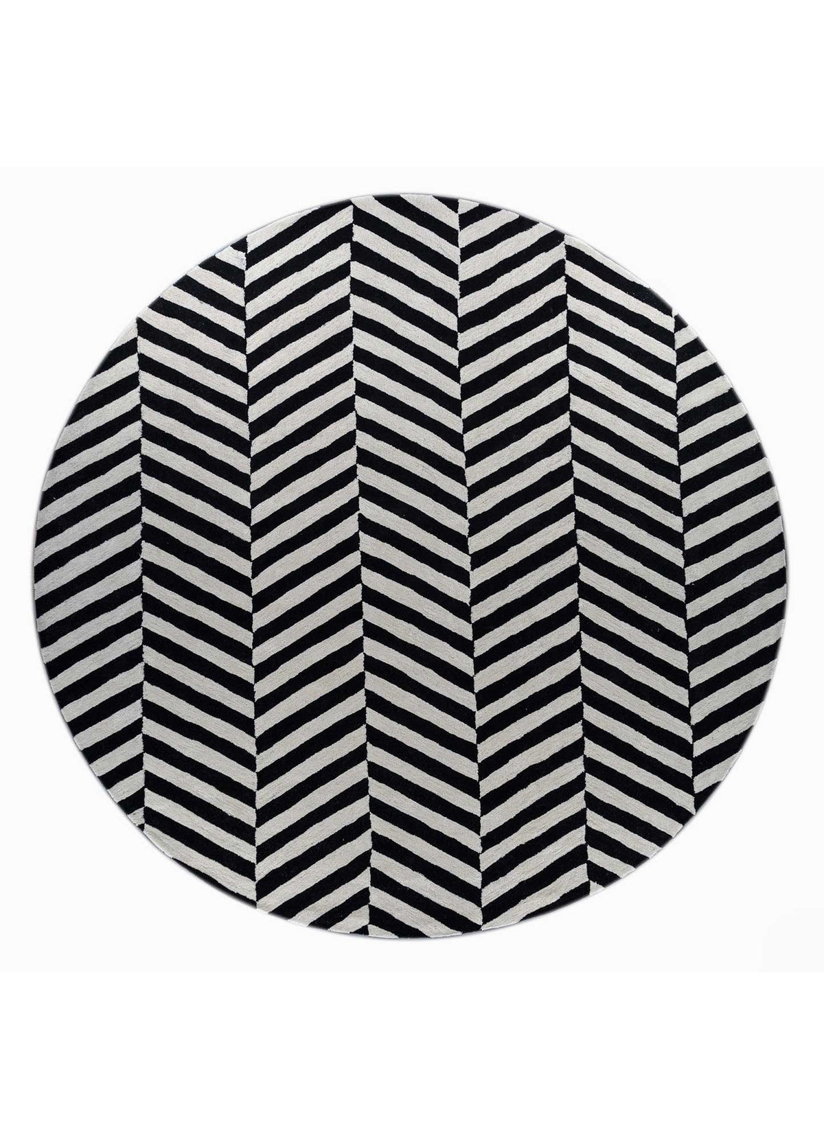 Contour Grey & Black Hand Tufted Round Plush New Zealand Wool Rug