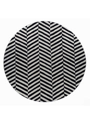 Contour Grey & Black Hand Tufted Round Plush New Zealand Wool Rug