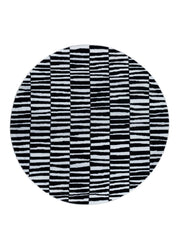 Contour White & Black Hand Tufted Round Plush New Zealand Wool Rug
