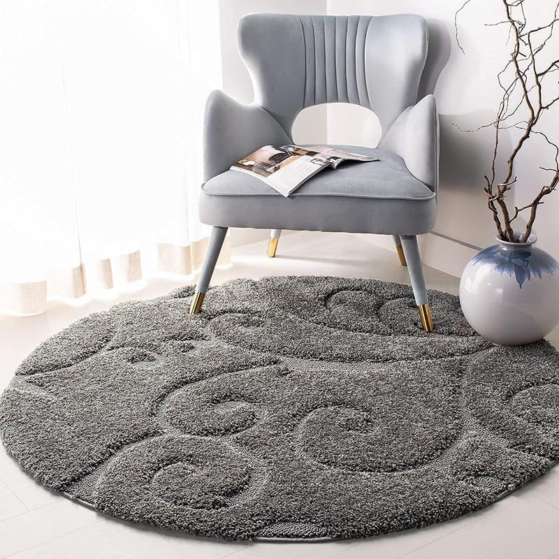 Round Floral Shaggy Carpet