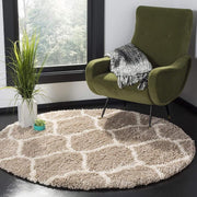 Round Brown & White Super Soft Shaggy Carpet