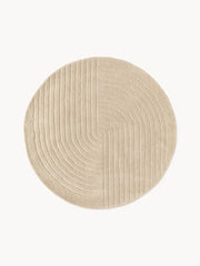 Light Beige Round Hand Tufted Modern New Zealand Wool Rug