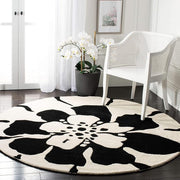 Round Black & White Hand Tufted New Zealand Wool Rug