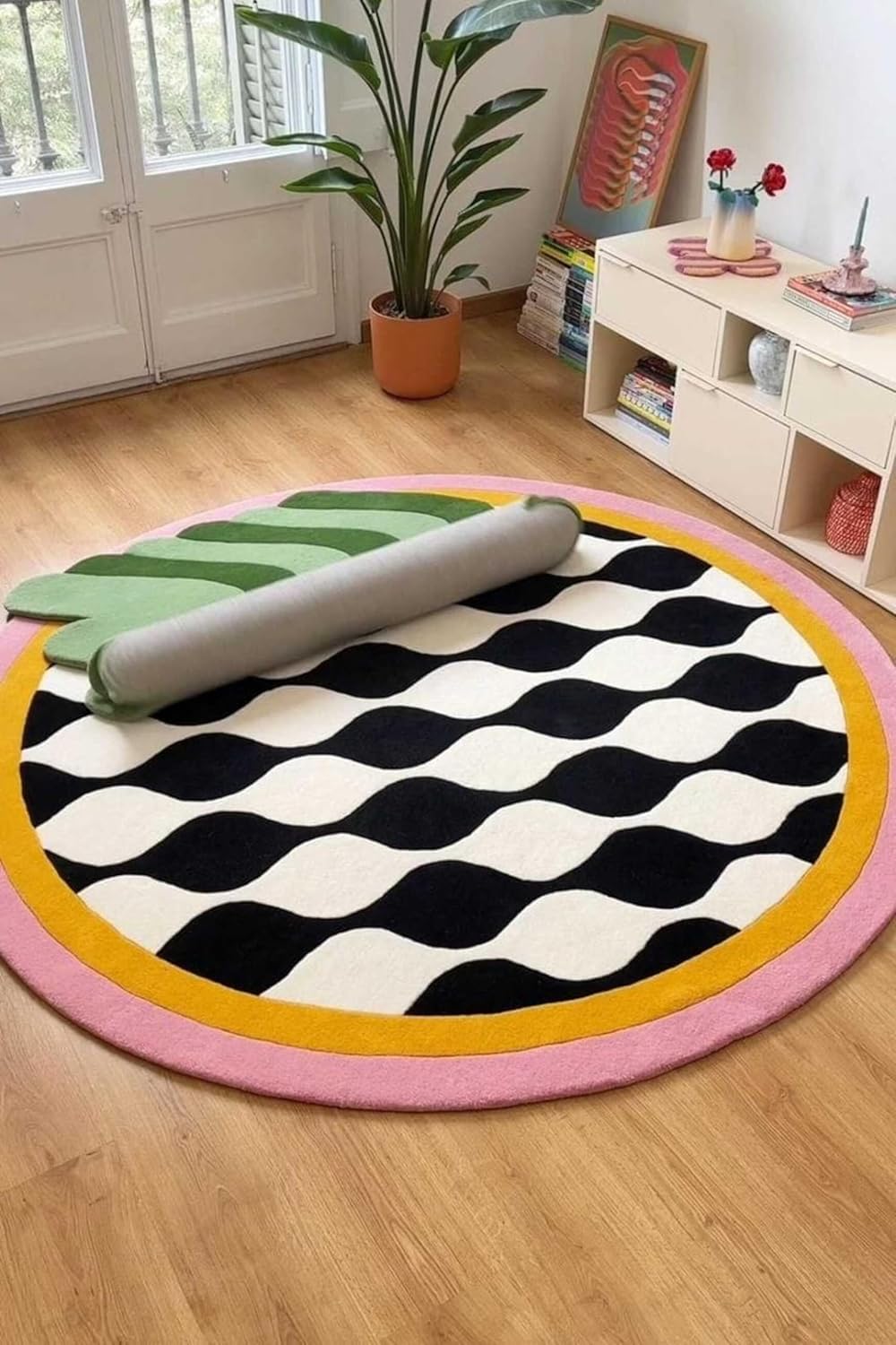 Round Multicolor Super Soft New Zealand Wool Rug
