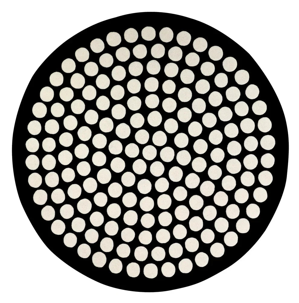White & Black Hand Tufted  New Zealand Wool Rug