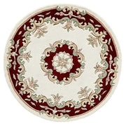 Royal Cream Red Circle Hand Tufted  New Zealand Wool Rug
