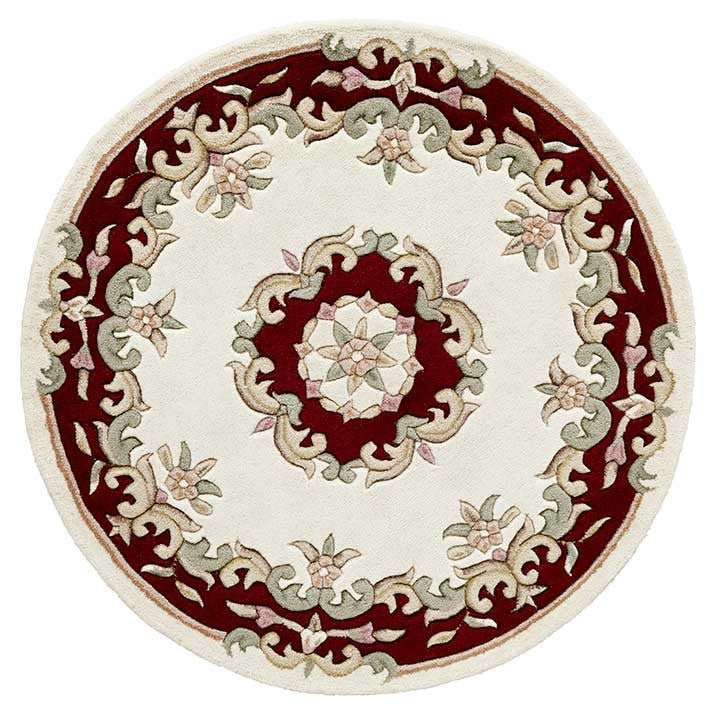 Royal Cream Red Circle Hand Tufted  New Zealand Wool Rug