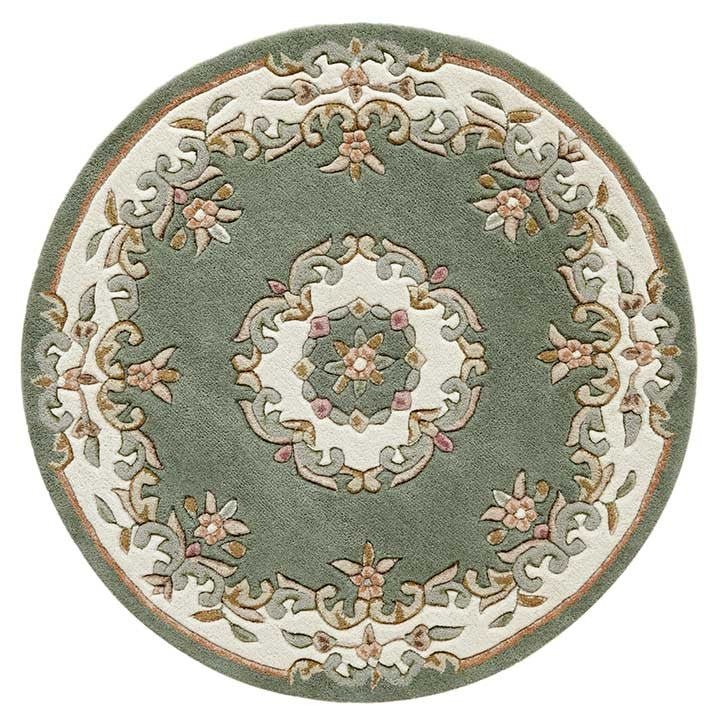 Royal Green Circle Round Rug