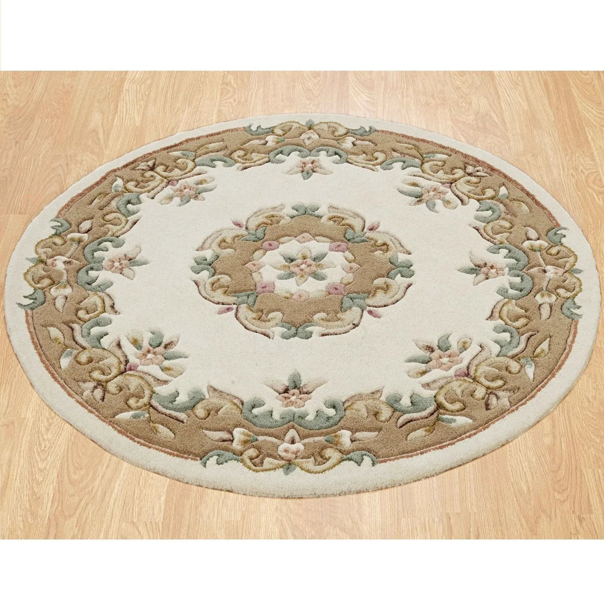 Royal Cream Beige Circle Round Rug