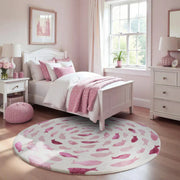 Round Fish Swirl Pink New Zealand Wool & Viscose Silk