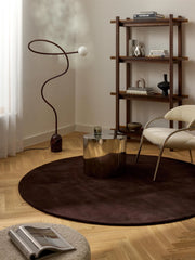 Round Hand Tufted Dark Brown New Zealand Wool Rug