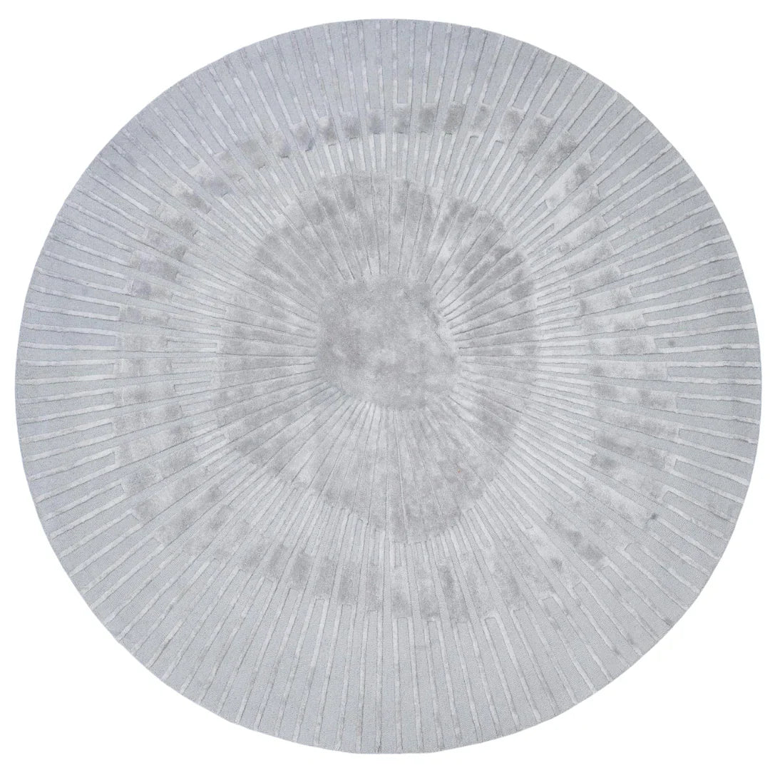 Tere Light Gray Round Viscose Silk Rug