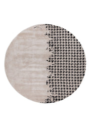Round Anthracite Viscose Silk Hand Tufted Rug
