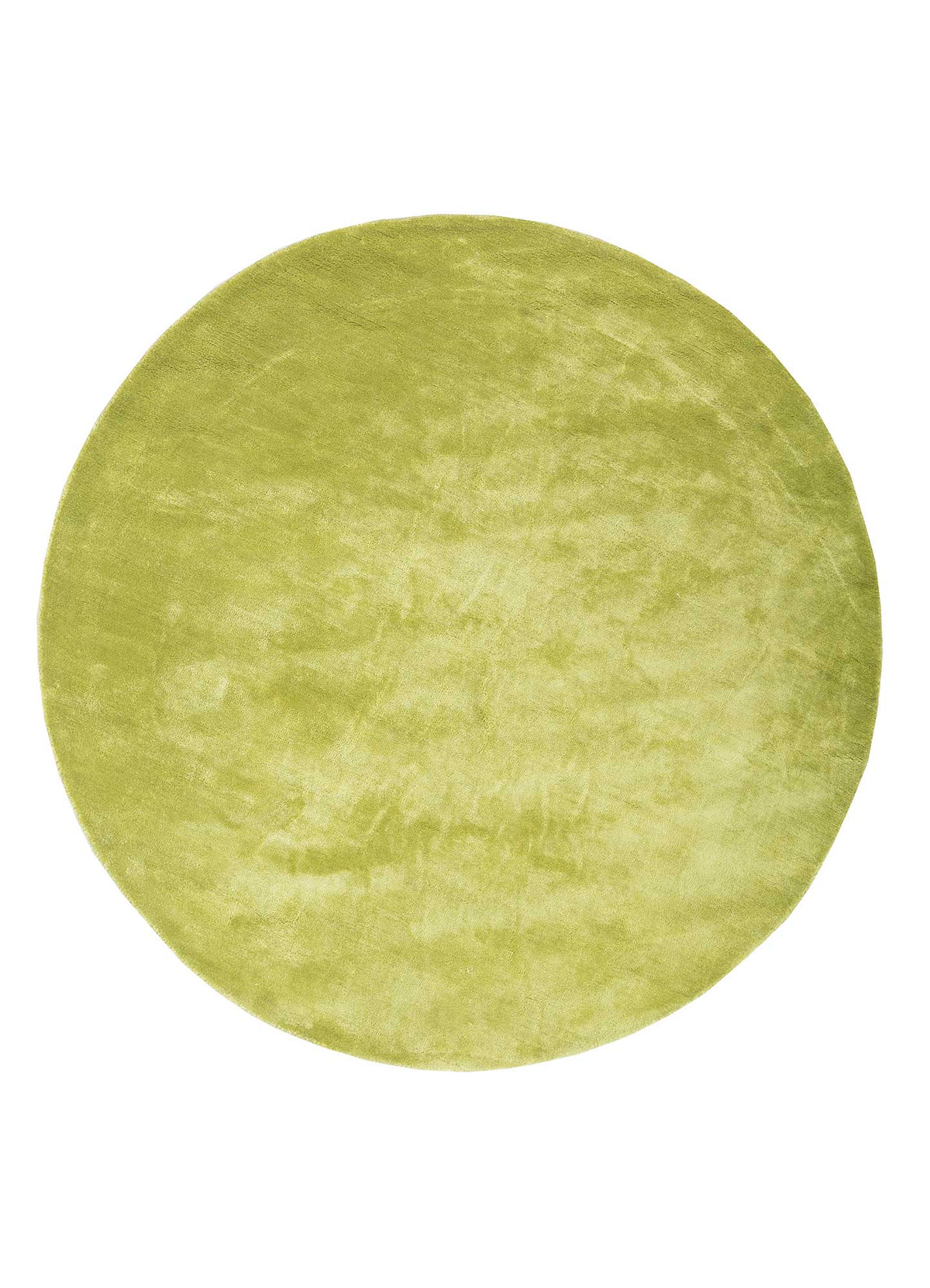 Round Lemon Yellow Viscose Silk Hand Tufted Rug