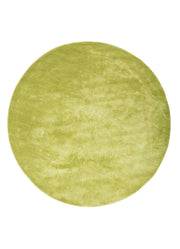 Round Lemon Yellow Viscose Silk Hand Tufted Rug