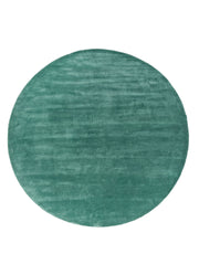 Round Sea Green Viscose Silk Hand Tufted Rug