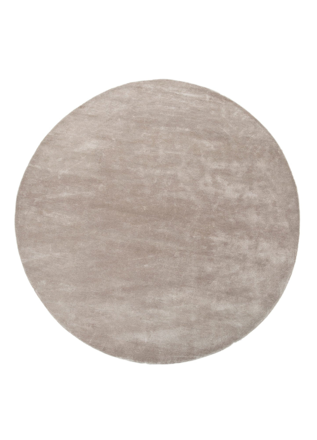 Round Beige Viscose Silk Hand Tufted Rug