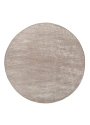Round Beige Viscose Silk Hand Tufted Rug
