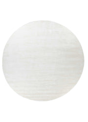 Round Pure White Viscose Silk Hand Tufted Rug