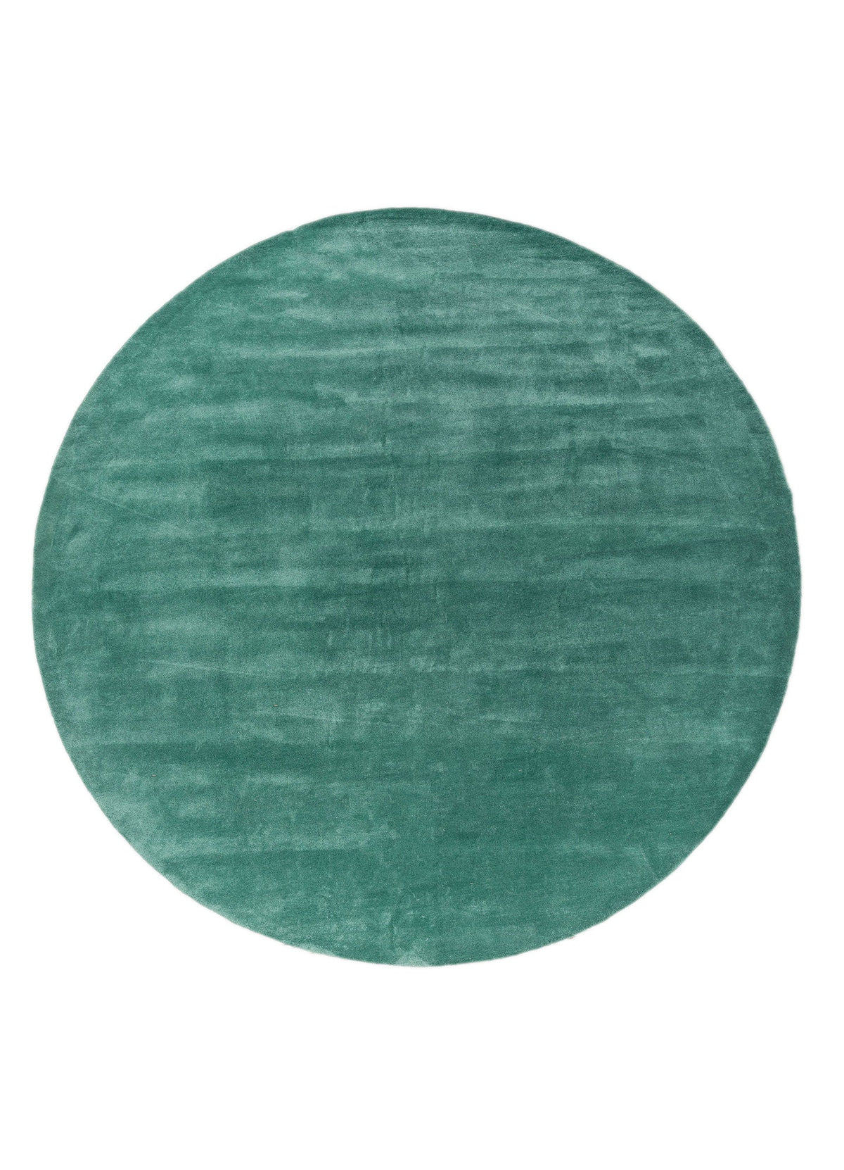Round Teal Green Viscose Silk Hand Tufted Rug