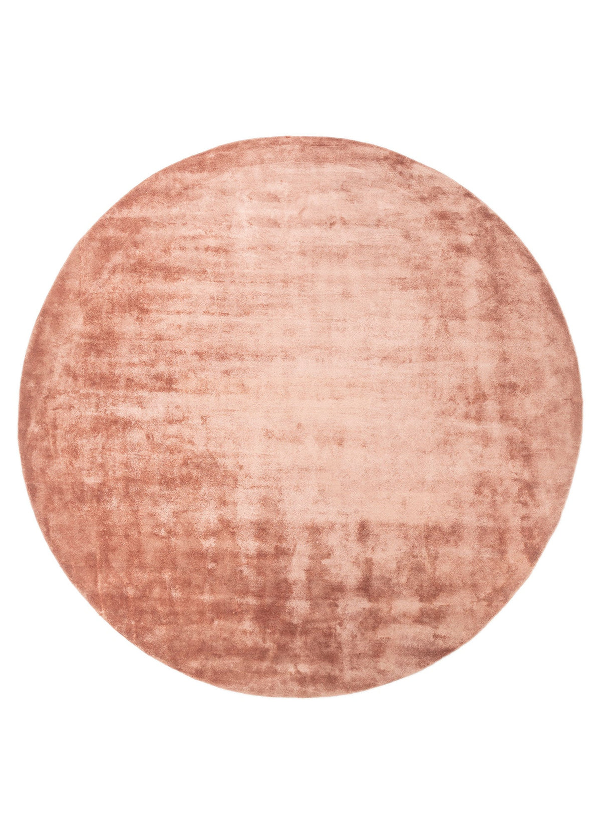 Round Muted Peach Viscose Silk Hand Tufted Rug