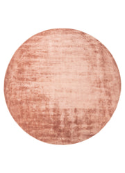 Round Muted Peach Viscose Silk Hand Tufted Rug