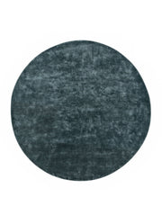 Round Grey & Black Viscose Silk Hand Tufted Rug