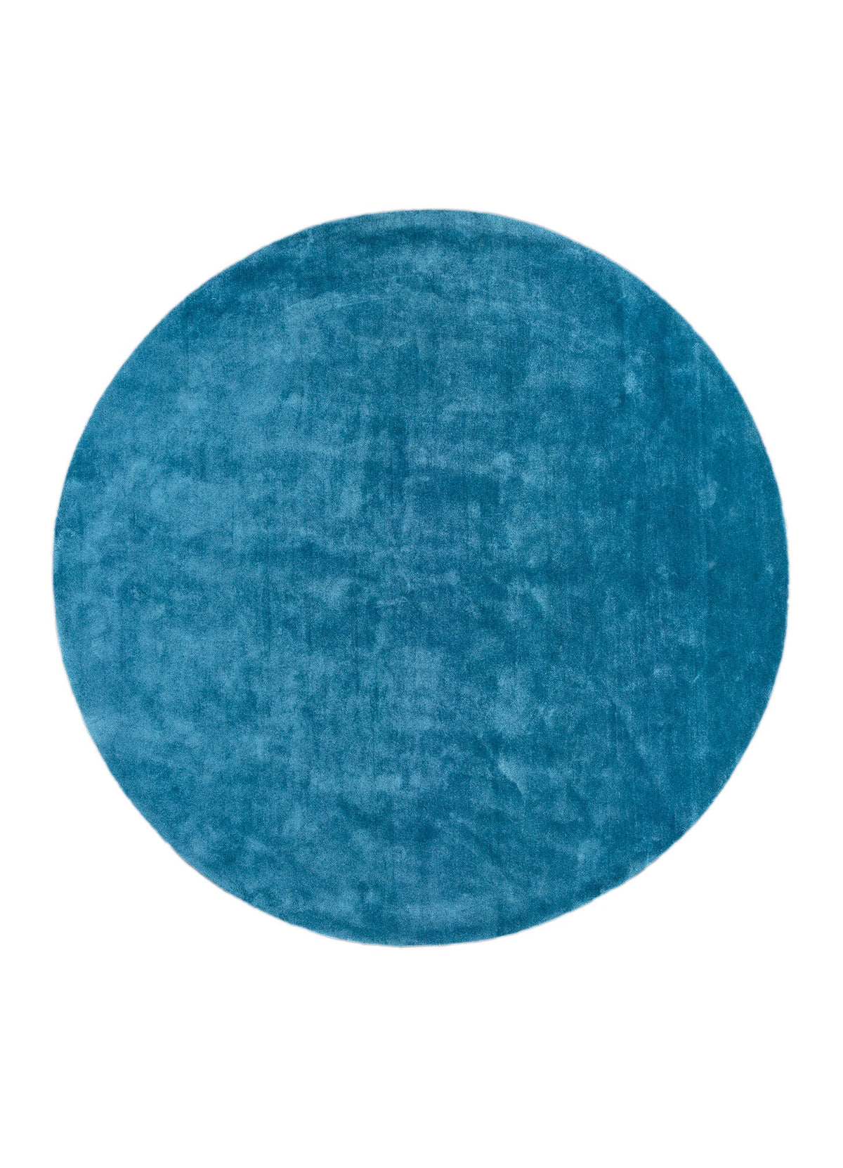 Round Ink Blue Viscose Silk Hand Tufted Rug