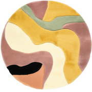 Sunset Swirl Hand Tufted Round Plush New Zealand Wool Rug