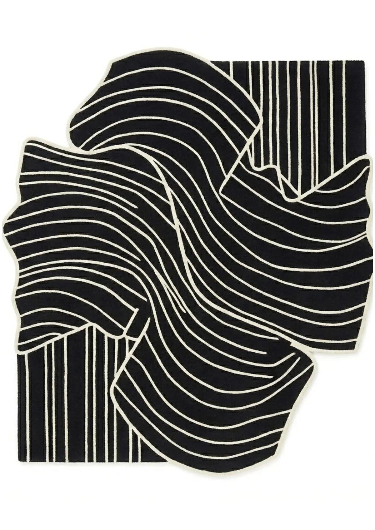 Woolen Hand Tufted Ripple Grid Rug