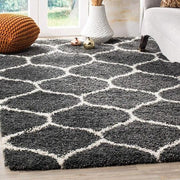 Handcrafted Grey & White Moroccan Shaggy Carpet