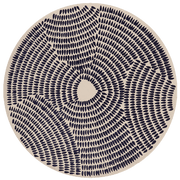 Calendar Stone Off White & Blue Contemporary Hand Tufted Round Plush New Zealand Wool Rug