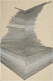 Sand Beige & Grey Hlexy New Zealand Wool Hand Tufted Rug