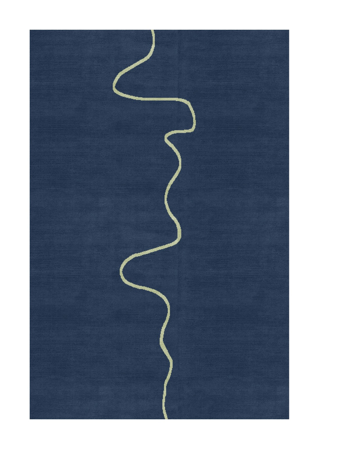 Navy Blue Line New Zealand Wool & Silk Rug