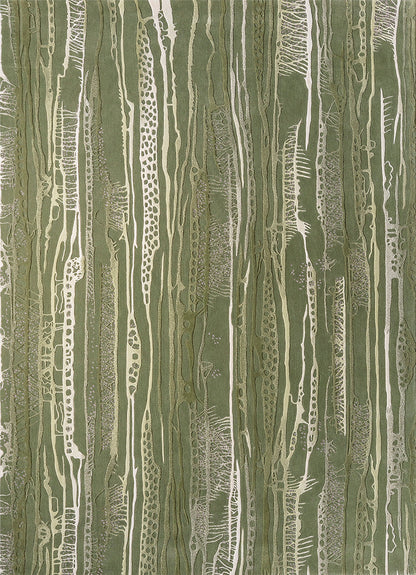 Masai Green Hand Tufted High Low Textured New Zealand Wool Rug
