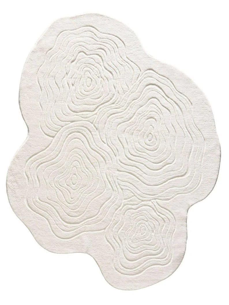 Mono Ivory Hand Tufted Irregular Shaped Wool Rug