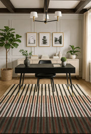 Mottu Multicoloured Striped New Zealand Wool And Viscose Silk Rug