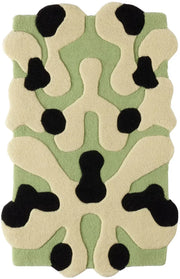 Green Irregular Handcrafted New Zealand Rug