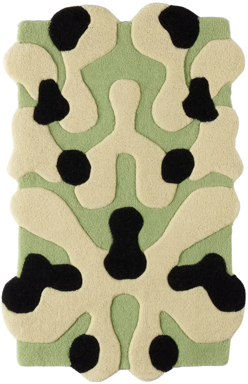 Green Irregular Handcrafted New Zealand Rug