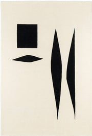 Off White & Black Nimmi Hand Tufted Minimalist New Zealand Wool Rug