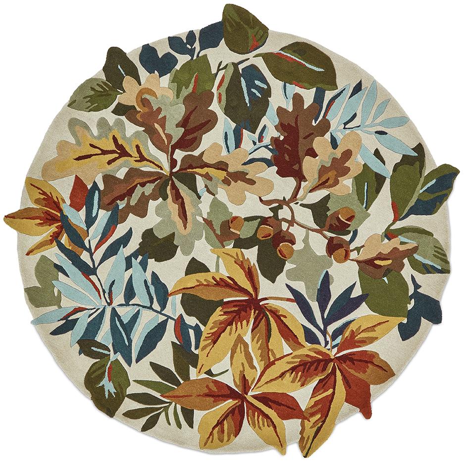 Forest Multicolor Floral Hand Tufted Round Plush New Zealand Wool Rug