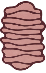 Unique Pink Wavy Hand-Tufted New Zealand Rug